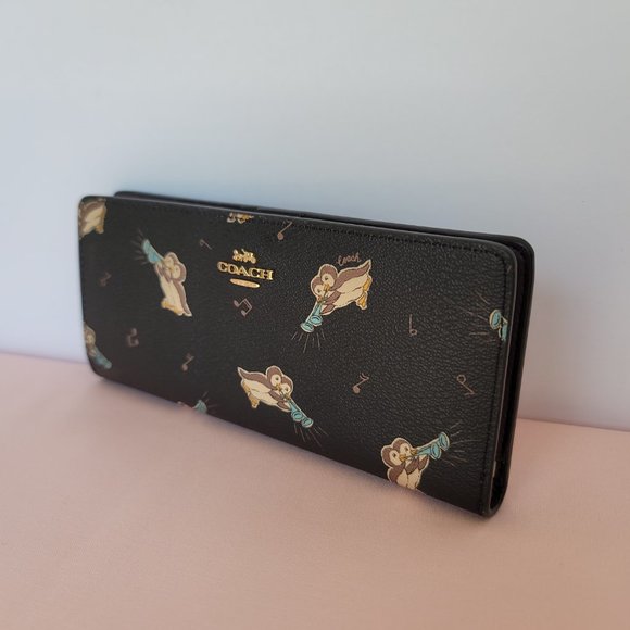 COACH Slim Bifold in Coated Canvas with Musical Penguin Print-⭐FINAL PRICE $99.⭐ - Picture 5 of 16